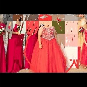 Red poofy prom dress